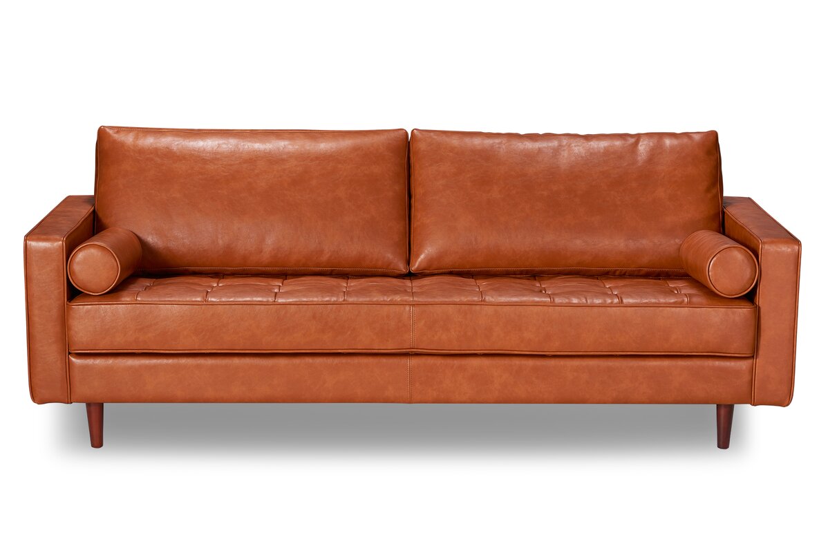 hailee 84'' genuine leather square arm sofa